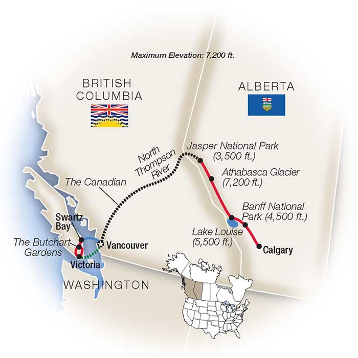 Canadian Rockies Escorted Tours Map