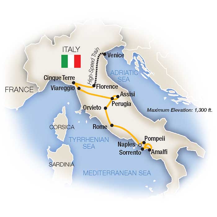 Classic Italy Small Group Tour Map
