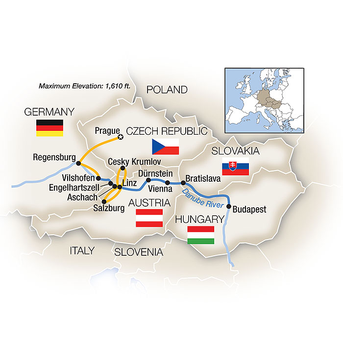Danube river cruise map