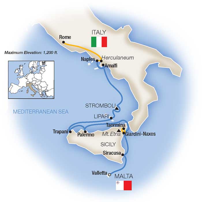 Tour Sicily, the Amalfi Coast & Rome Northbound Tauck SIN2020