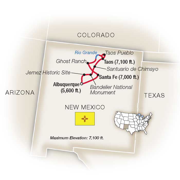 Land of Enchantment New Mexico Escorted Tour Map